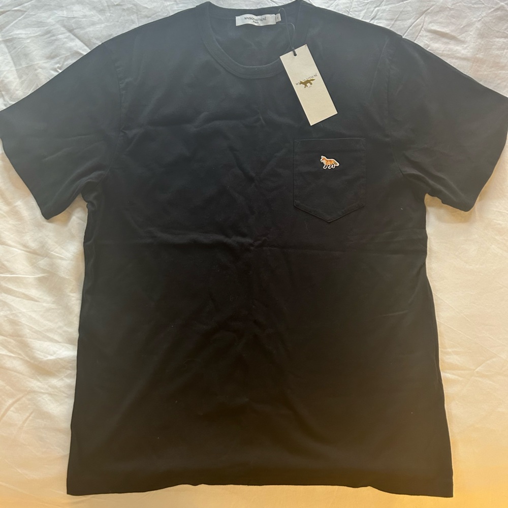 Maison Kitsune baby fox patch pocket shirt size large
